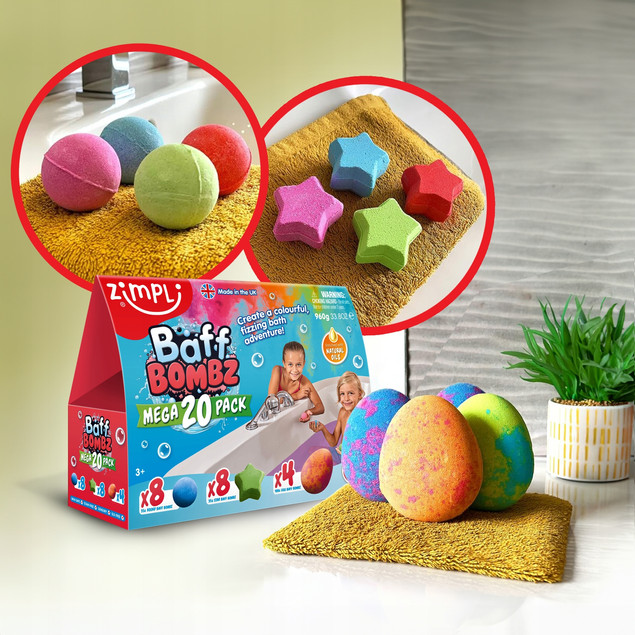 Zimpli Kids Baff Bombz 20 x Musujące Bomby do Kąpieli Kolorowe dla Dzieci 3+