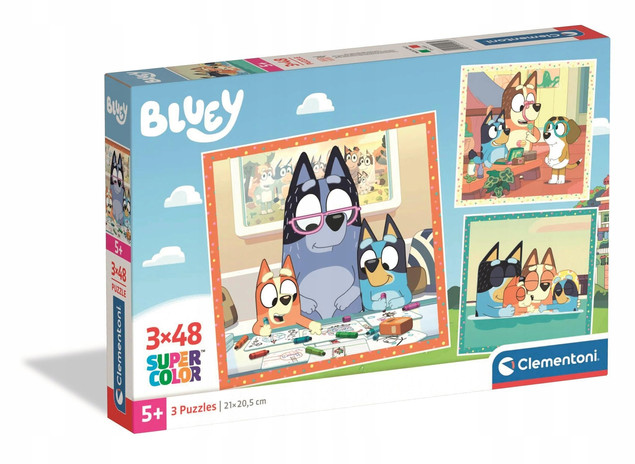 Clementoni Puzzle Zestaw 3x48 EL. Bluey Układanki dla Dzieci 5+