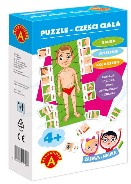 Puzzle Części ciała, Zabawa i nauka