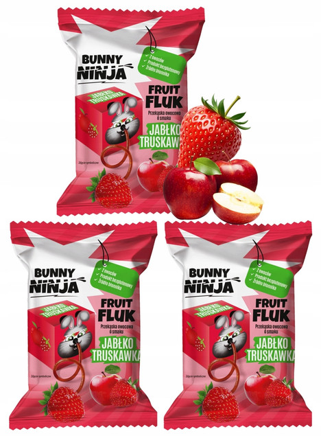 Fruit Fluk Bunny Ninja – przekąska owocowa jabłko-truskawka 15g x3