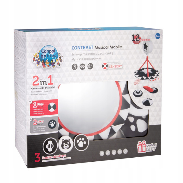 Canpol Kontrastowa Karuzela Pluszowa Z Pozytywką Do Łóżeczka 68/084