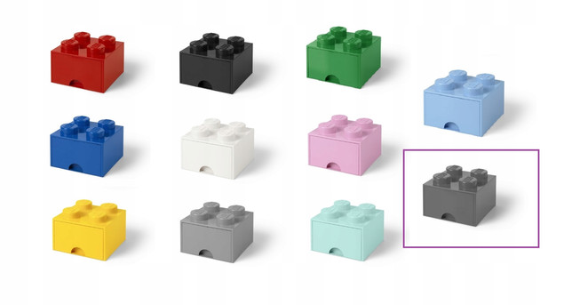 LEGO® Pojemnik Klocek z Szufladą Czwórka Szary – Organizer