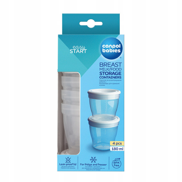 CANPOL Pojemnik Na Pokarm Do Przechowywania Pokarmu 180 ml. 4 szt. 12/204