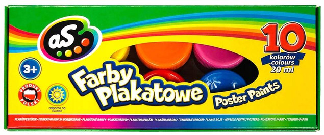 Farby plakatowe szkolne 10 kolorów 20ml Astra
