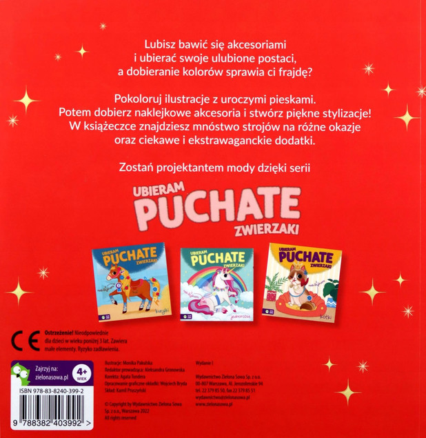 Ubieram Puchate Zwierzaki: Pieski. Książeczka z Naklejkami i Kolorowankami