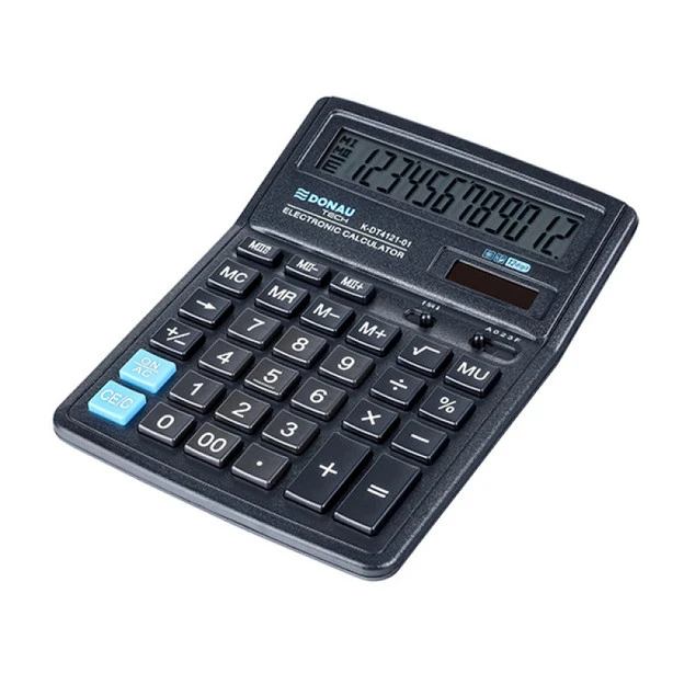 Kalkulator DONAU TECH K-DT4121 czarny - widok z boku