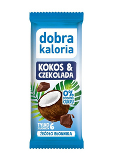 Zdrowy Baton Kokos i Czekolada Dobra Kaloria Bez Dodatku Cukru 33g Kokosowy