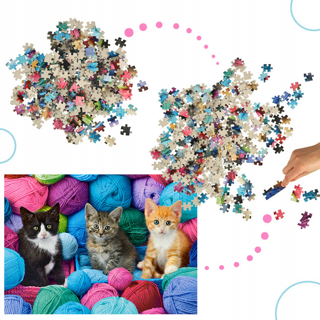 Puzzle 300 Układanka Dla Dzieci KOTKI W KŁĘBKACH WEŁNY Kociaki 8+ Castor