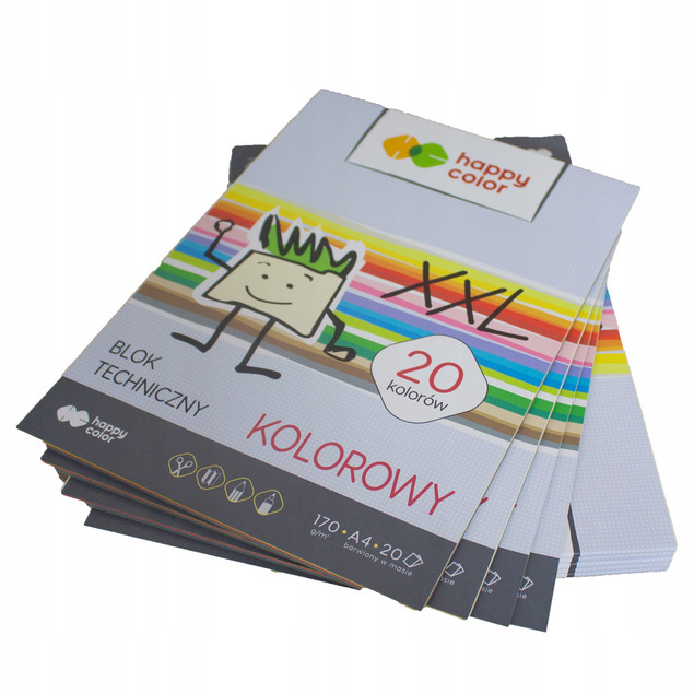 Blok Techniczny A4 20 Kolorów 170g/m2 Happy Color