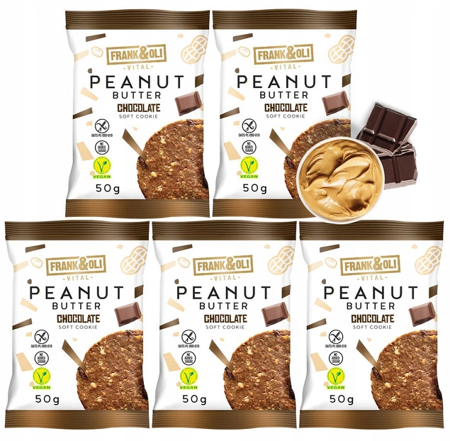 FRANK&OLI Ciastko Miękkie PASTA ORZECHOWA CZEKOLADA 50g x5