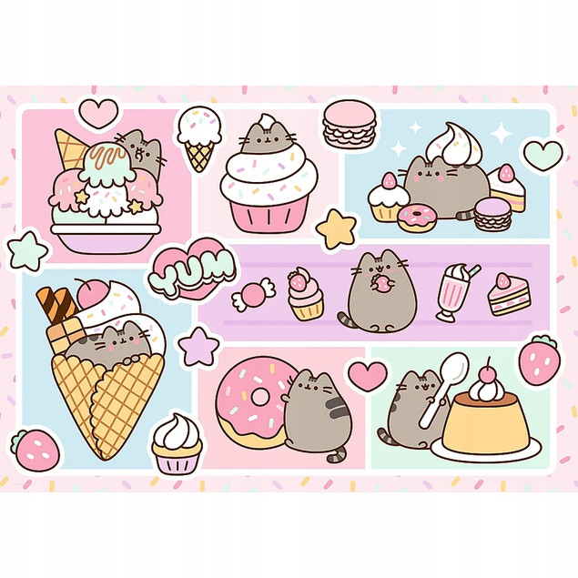 Trefl Puzzle Pusheen 1000 el. Słodki Kotek i Pastelowe Smakołyki