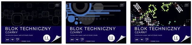 Blok Techniczny CZARNY Dla Dzieci Szkoła Plastyka A4 10k 170g Interdruk