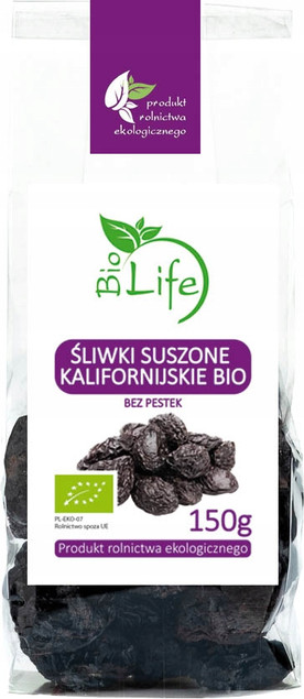 Biolife Śliwki Kalifornijskie Suszone BIO Ekologiczne 150g