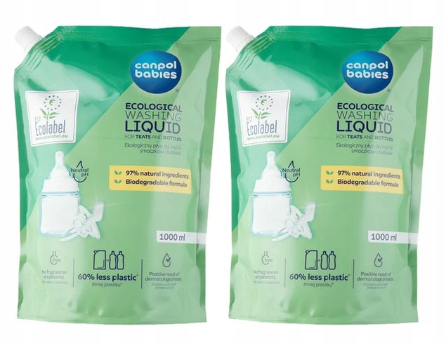 2x CANPOL Płyn Opakowanie UZUPEŁNIAJĄCE EKOLOGICZNEGO Płynu Do Mycia 1000ml