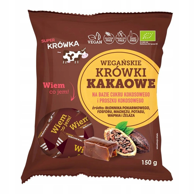 ME GUSTO Eko KRÓWKI WEGAŃSKIE KAKAOWE BEZ GLUTENU LAKTOZY 150g Super FUDGIO