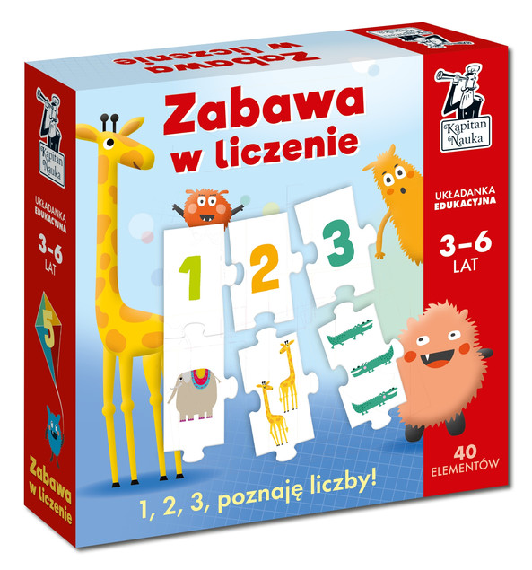 Układanka liczbowa 1‑10 (40 puzzli) – Kapitan Nauka