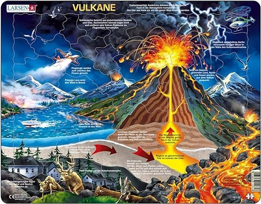 Puzzle Larsen Układanka Wulkany 70 elementów Edukacyjne