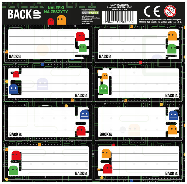 Naklejki Na Zeszyt Game PACK MAN Derform