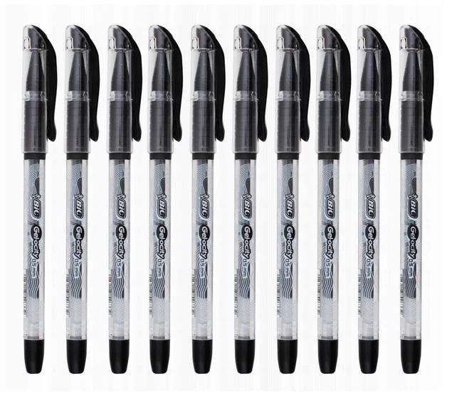 10x Długopis Żelowy 0.5 mm Czarny Gel-Ocity Stic Bic