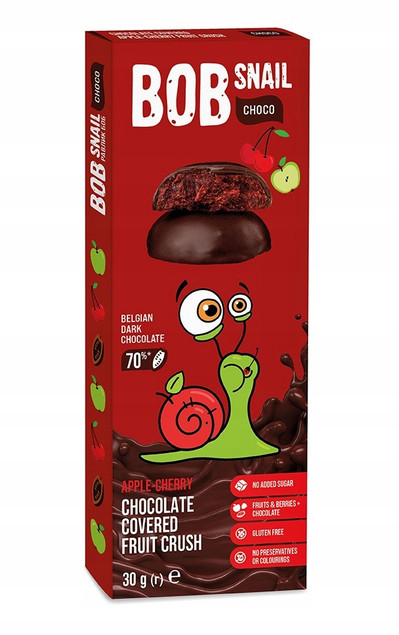 Przekąska Jabłko Wiśnia w Czekoladzie Bob Snail 30g