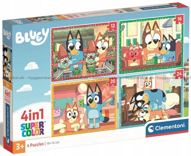 Puzzle 4w1 Układanka BLUEY Blue Bingo PIESEK Zabawy Bajka 3+ Clementoni