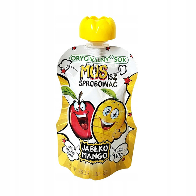 SOK MUS OWOCOWY BEZ CUKRU JABŁKOWY Jabłko Mango + Wit. C 110ml