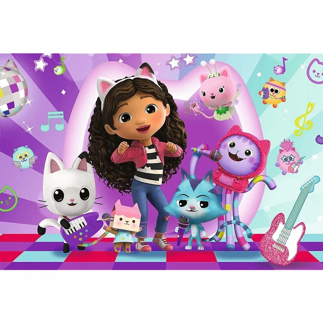 Trefl Puzzle 100 el. Kolorowy koci świat Koci Domek Gabby + unikalny plakat_1