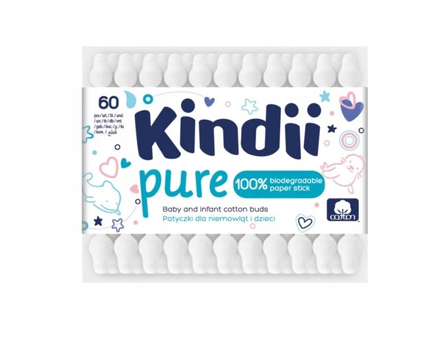 Kindii Pure patyczki higieniczne dla niemowląt dzieci bawełniane 60 szt_1
