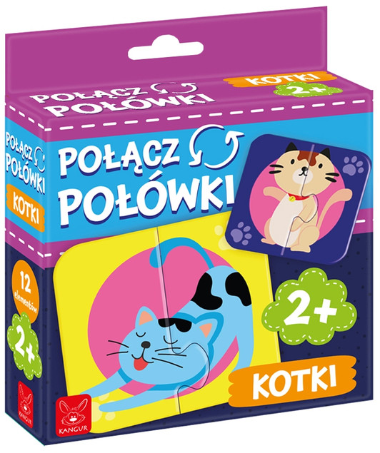 Gra Planszowa Połącz Połówki Kotki Kangur Puzzle Edukacyjne +2 Lata