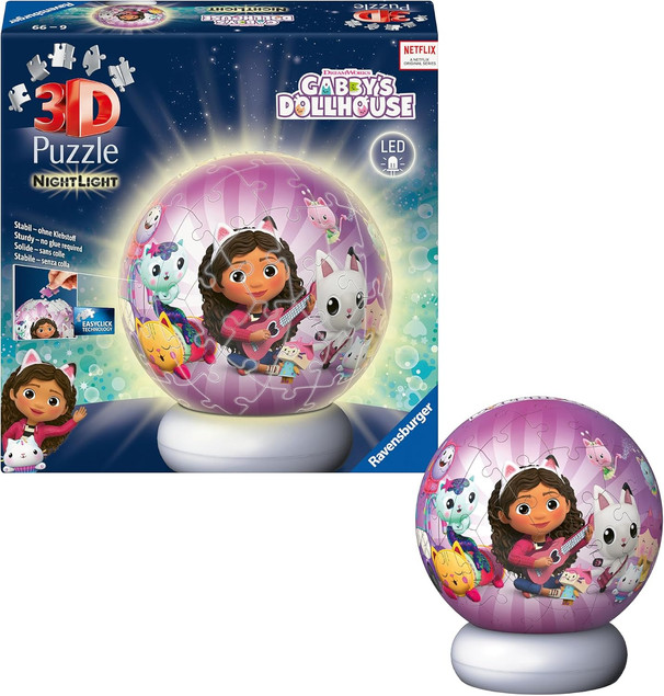 Puzzle 3D 73 elementy. Koci Domek Gabi (edycja nocna) Ravensburger