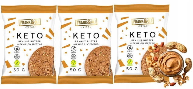 FRANK&OLI Ciastko Miękkie Keto MASŁO ORZECHOWE Bez Cukru 50g x3