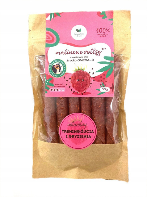 Rollsy MALINOWE z Nasionami Chia Omega 3 50g Naturalnie Zdrowi
