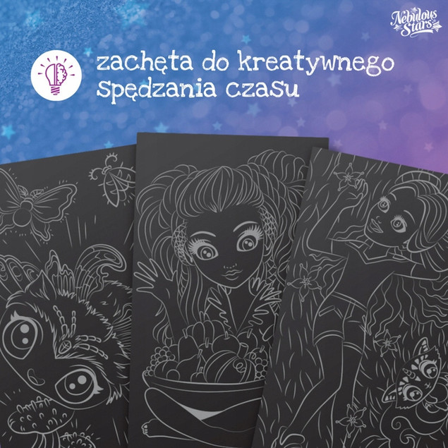 Kolorowanka wodna czarne kartki Nebulous Stars