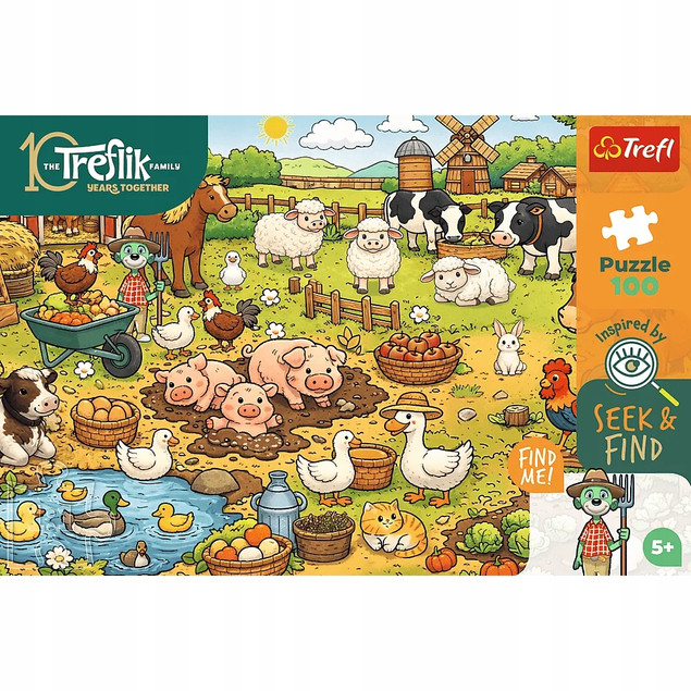 Trefl Puzzle Rodzina Treflików, Seek & Find 100 el. Wieś