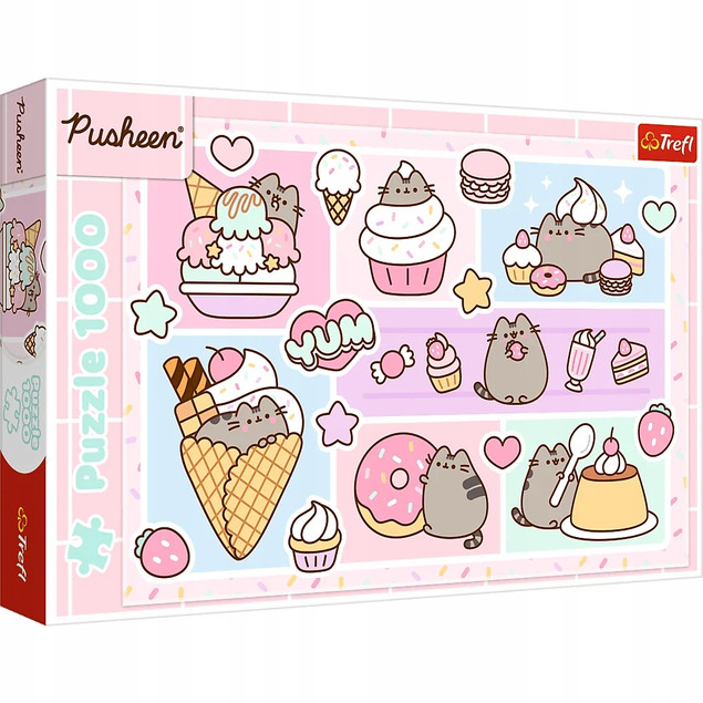 Trefl Puzzle Pusheen 1000 el. Słodki Kotek i Pastelowe Smakołyki