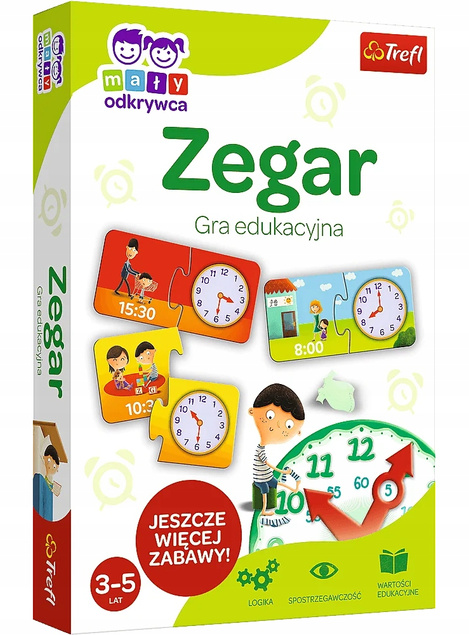 ZEGAR MAŁY ODKRYWCA Gra Edukacyjna Planszowa 3+ Trefl