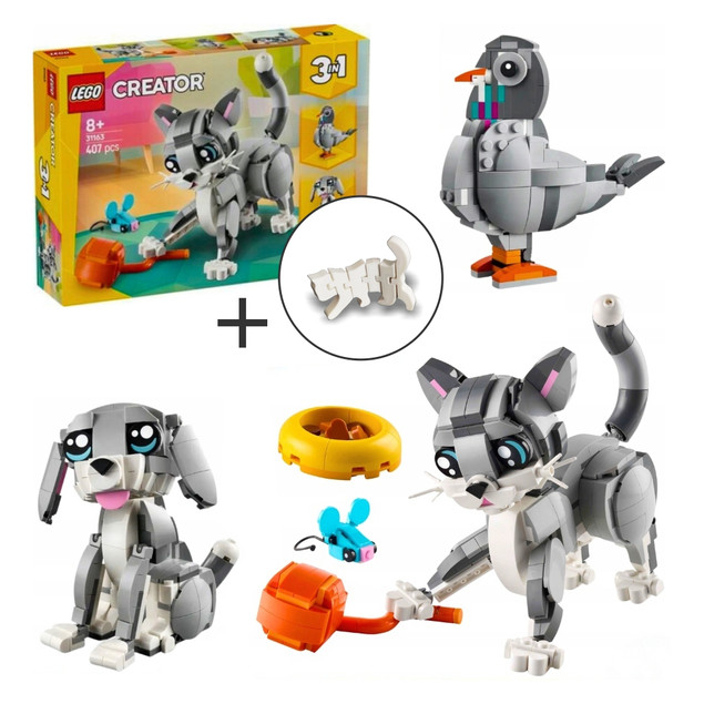 LEGO Creator 3 w 1 31163 Figlarny Kotek - Kot, Pies, Gołąb