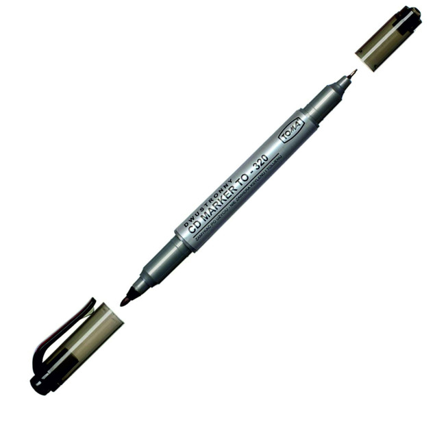 Marker Permanentny Z Tuszem Wodoodpornym Dwustronny Pisak Czarny TOMA