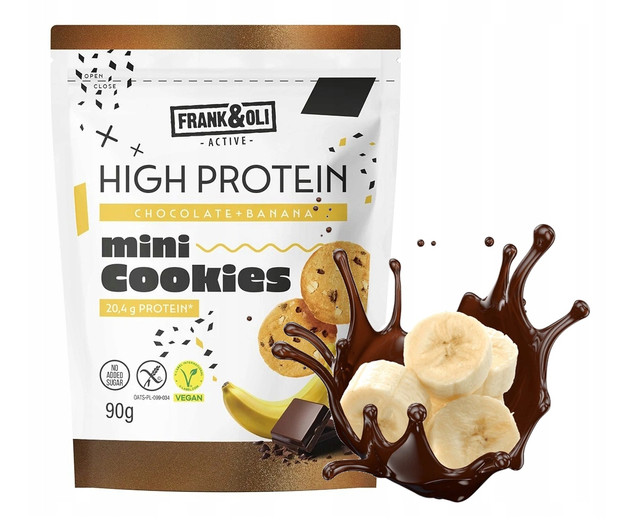 FRANK&OLI Mini Ciasteczka PROTEINOWE High Protein BANAN CZEKOLADA 90g