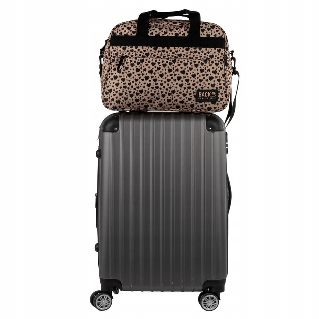 Torba podróżna BACKUP 40x30x20 kabinowa Ryanair Wizz Air panterka serca beż