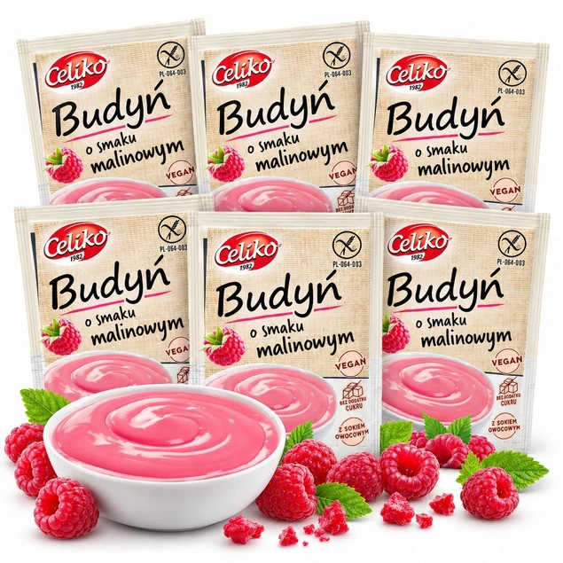 Budyń Malinowy Bez Cukru i Glutenu Celiko