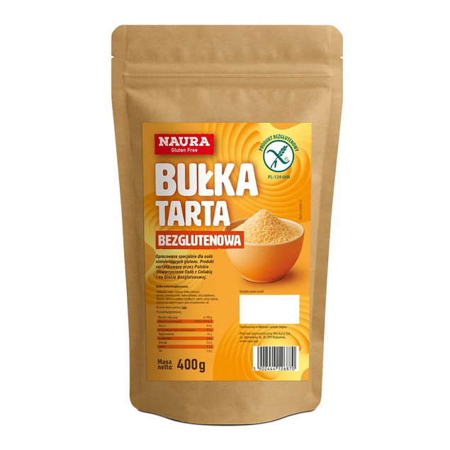 Naura Bułka Tarta Bezglutenowa 400 g Do Panierowania Bez Laktozy Wegańska
