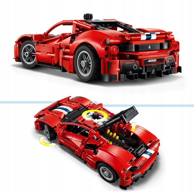 LEGO Technic 42235 Ferrari 488 Pista – model samochodu 882 elementy, 9+