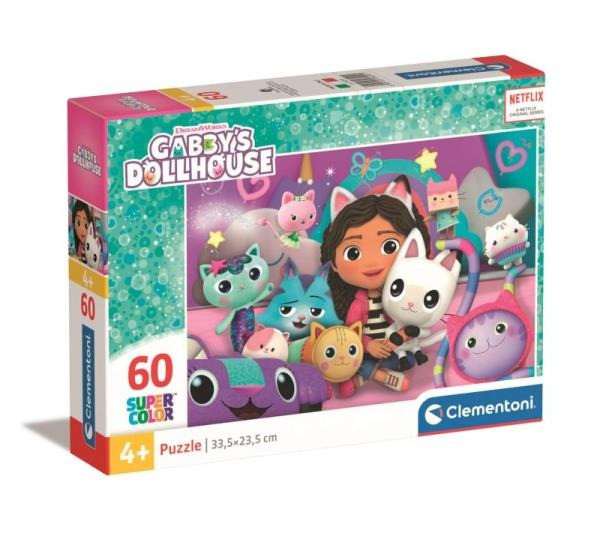 KOCI DOMEK GABI. PUZZLE SUPER COLOR 60 ELEMENTÓW. 4+
