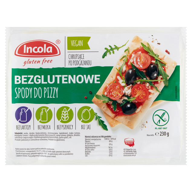 Spody do pizzy bezglutenowe 230g INCOLA