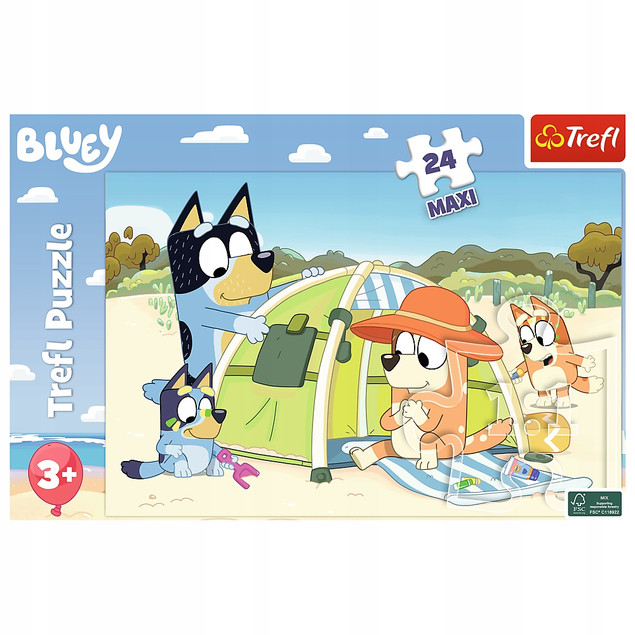 Puzzle 24 Maxi 24 Układanka Blue BLUEY Pies Pieski Plaża 3+Trefl 14357