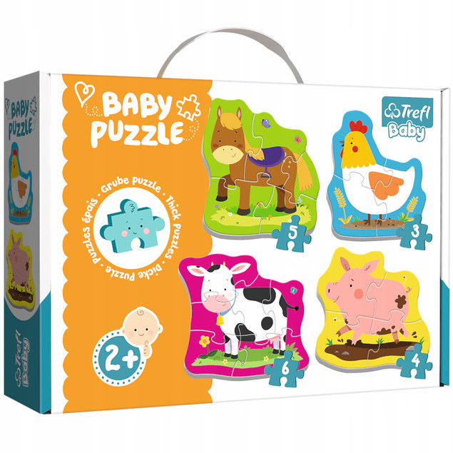 Puzzle Baby Zwierzątka na Wsi Układanka dla Malucha Gruby Karton 2+