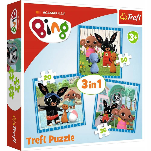 Puzzle 3w1 Układanka BING Zabawy Z Przyjaciółmi Królik Bajka 3+ Trefl 34851