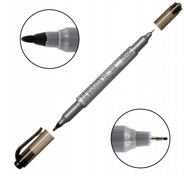 25x Marker Pisak CD Czarny Dwustronny TOMA