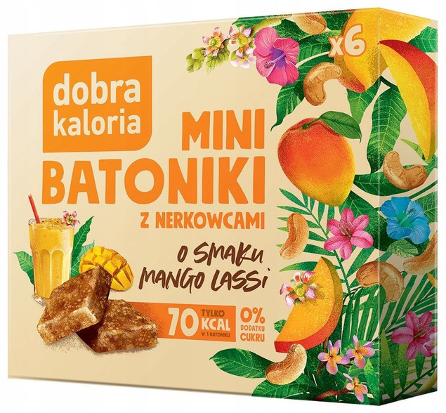 3x Mini Batoniki Malina Kokos Mango BEZ CUKRU Nerkowiec 306g DOBRA KALORIA
